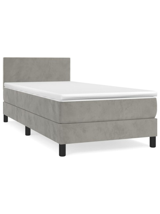 Box spring postel s matrací světle šedá 90x200 cm samet