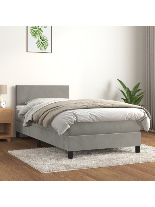 Box spring postel s matrací světle šedá 90x200 cm samet