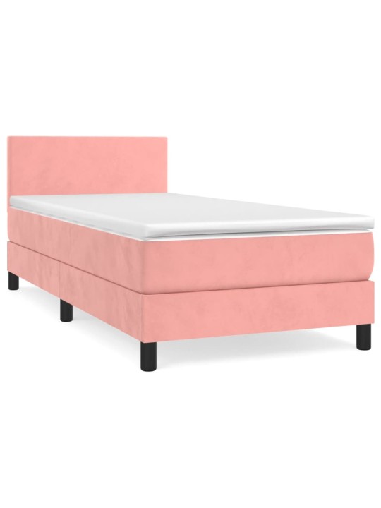 Box spring postel s matrací růžová 90x200 cm samet