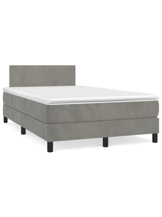 Box spring postel s matrací světle šedá 120 x 200 cm samet