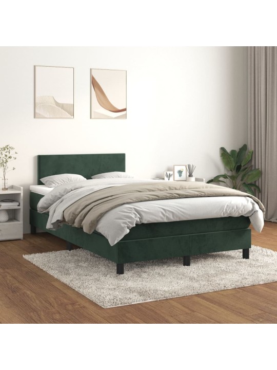 Box spring postel s matrací tmavě zelená 120 x 200 cm samet