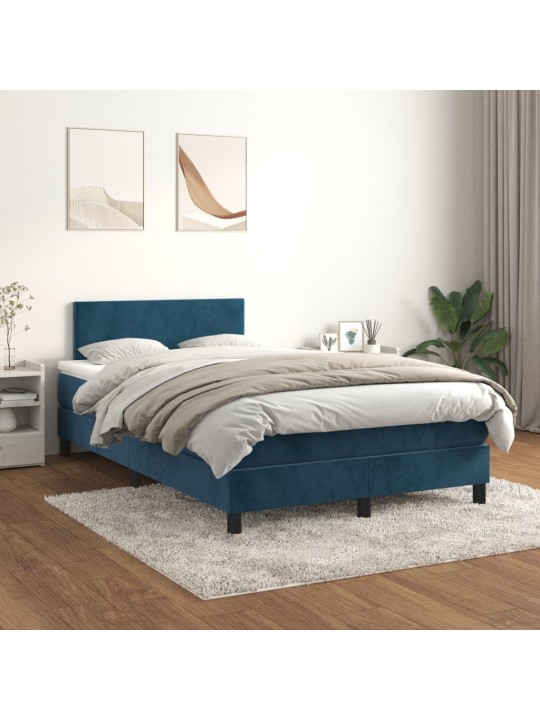 Box spring postel s matrací tmavě modrá 120 x 200 cm samet