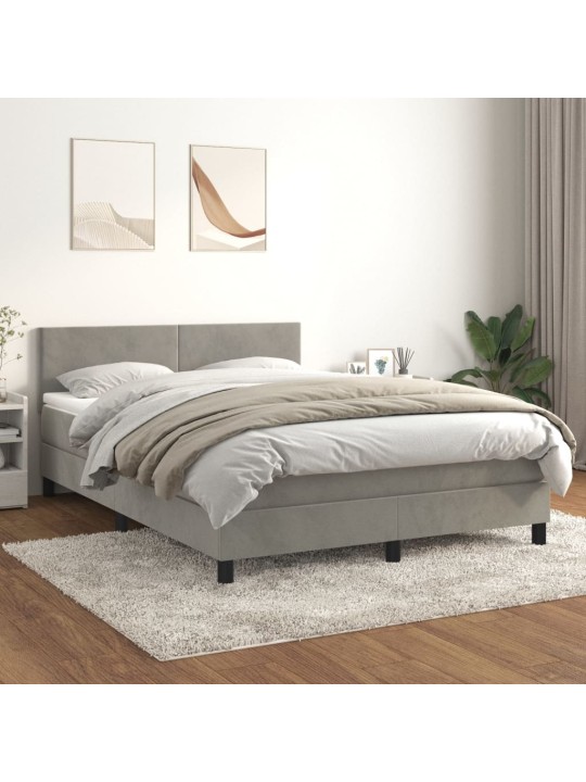 Box spring postel s matrací světle šedá 140x190 cm samet
