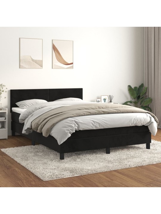 Box spring postel s matrací černá 140 x 190 cm samet