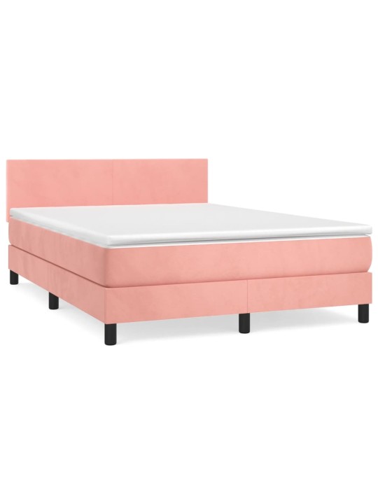 Box spring postel s matrací růžová 140x190 cm samet