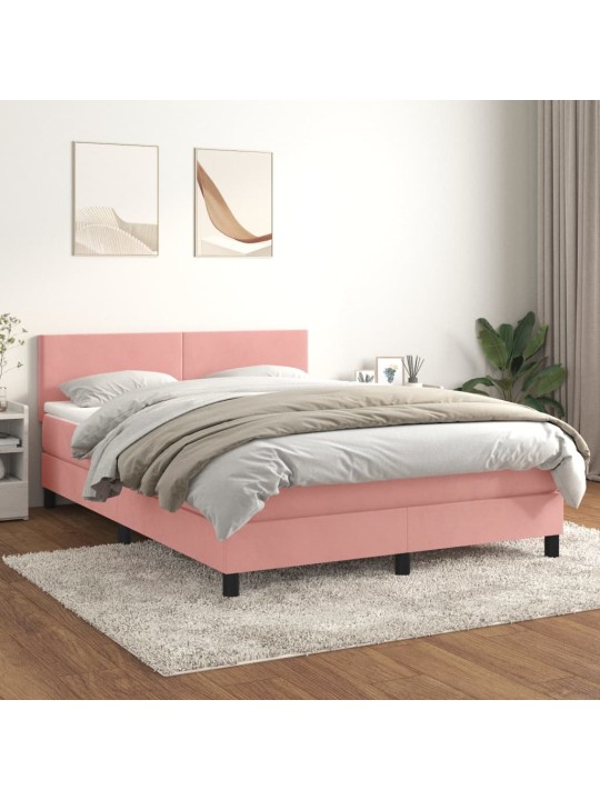Box spring postel s matrací růžová 140x190 cm samet