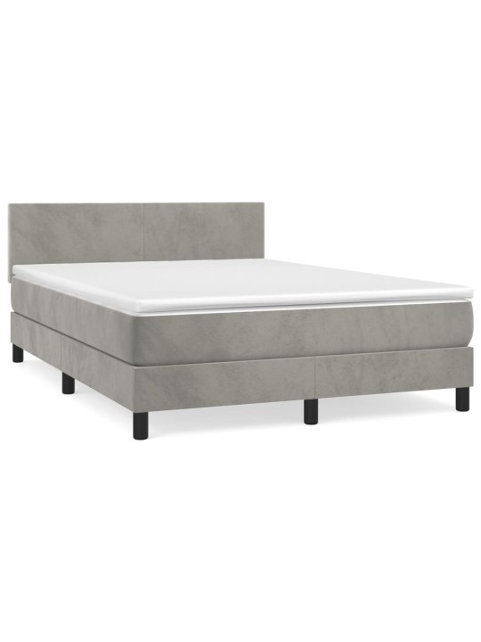 Box spring postel s matrací světle šedá 140x200 cm samet