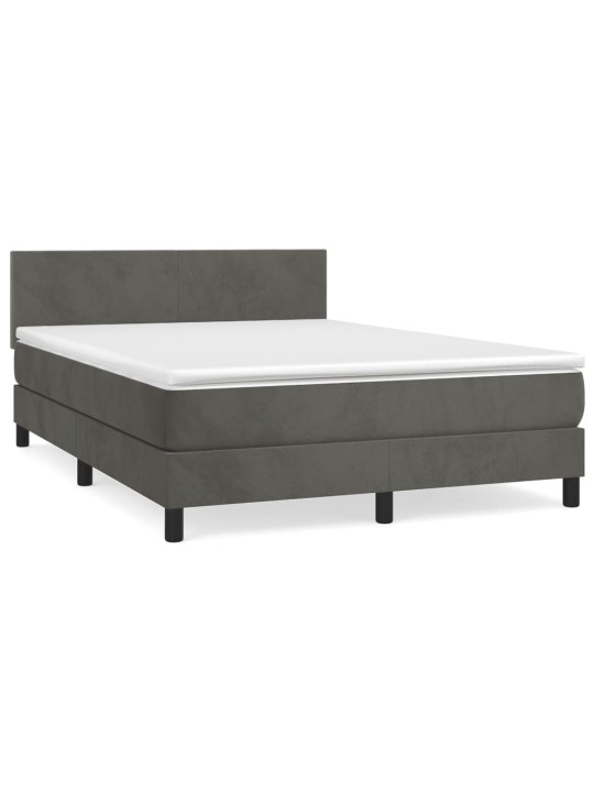 Box spring postel s matrací tmavě šedá 140x200 cm samet