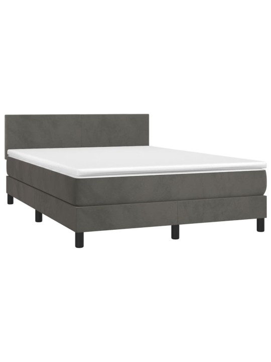 Box spring postel s matrací tmavě šedá 140x200 cm samet