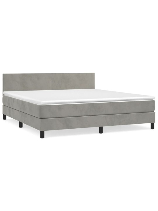 Box spring postel s matrací světle šedá 160x200 cm samet