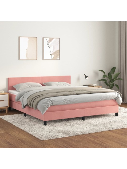 Box spring postel s matrací růžová 160x200 cm samet