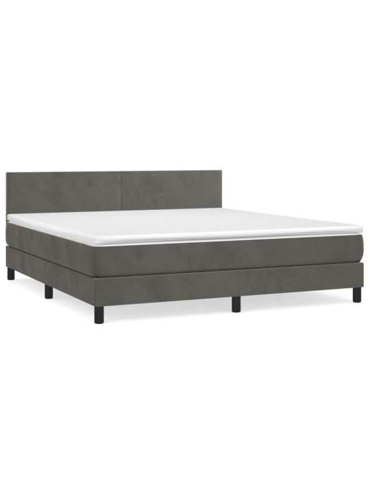 Box spring postel s matrací tmavě šedá 180x200 cm samet