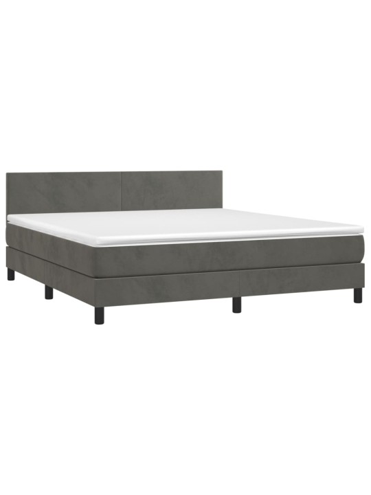 Box spring postel s matrací tmavě šedá 180x200 cm samet