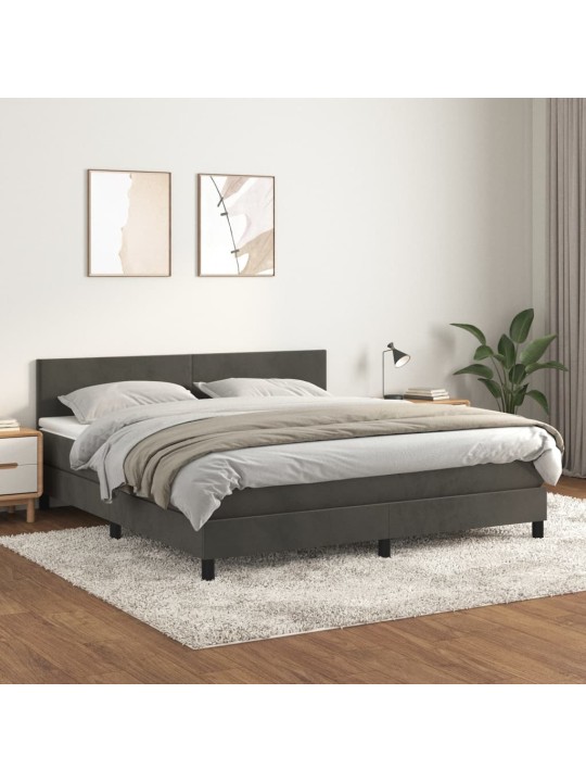Box spring postel s matrací tmavě šedá 180x200 cm samet