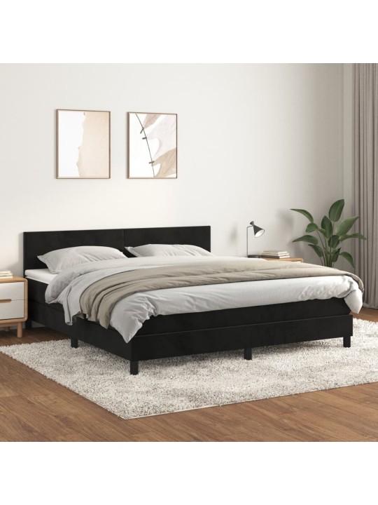 Box spring postel s matrací černá 180x200 cm samet