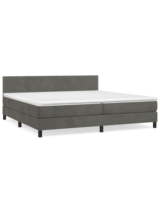 Box spring postel s matrací tmavě šedá 200x200 cm samet