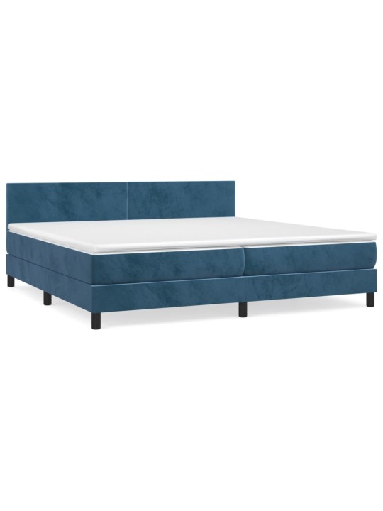 Box spring postel s matrací tmavě modrá 200x200 cm samet