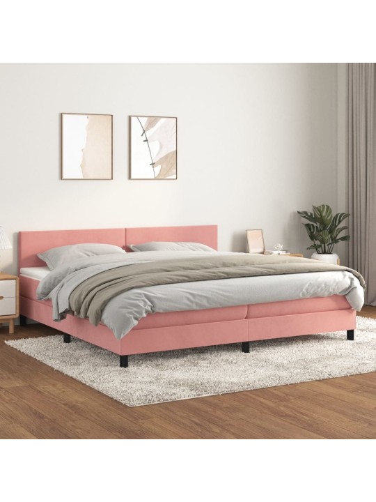 Box spring postel s matrací růžová 200x200 cm samet