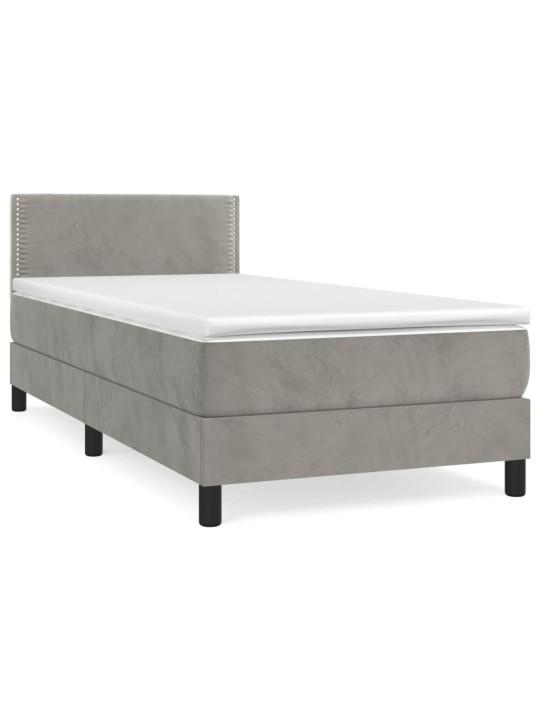 Box spring postel s matrací světle šedá 80 x 200 cm samet