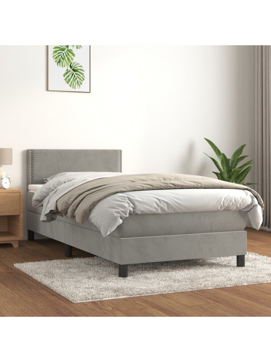 Box spring postel s matrací světle šedá 90x190 cm samet