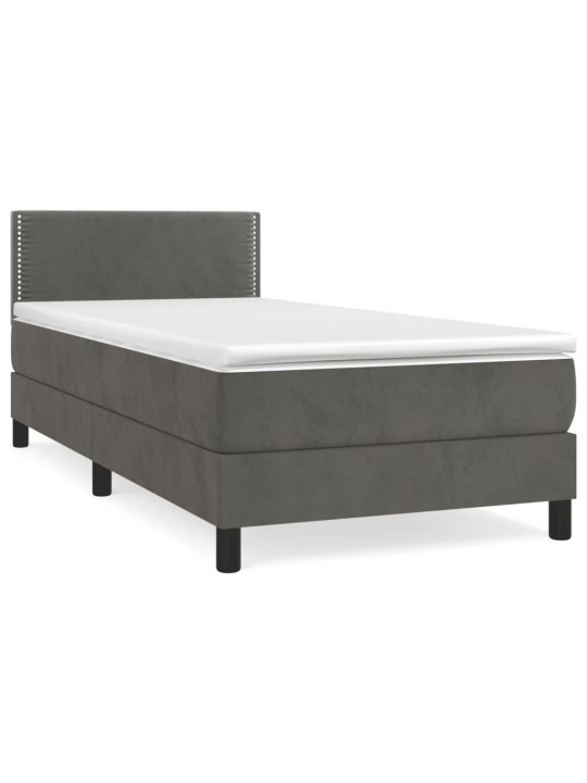 Box spring postel s matrací tmavě šedá 90x190 cm samet