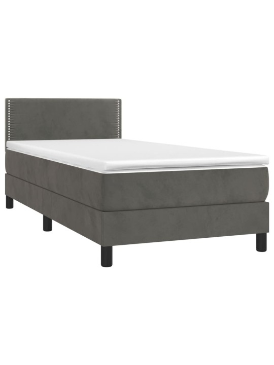 Box spring postel s matrací tmavě šedá 90x190 cm samet