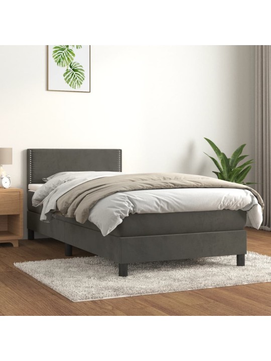 Box spring postel s matrací tmavě šedá 90x190 cm samet