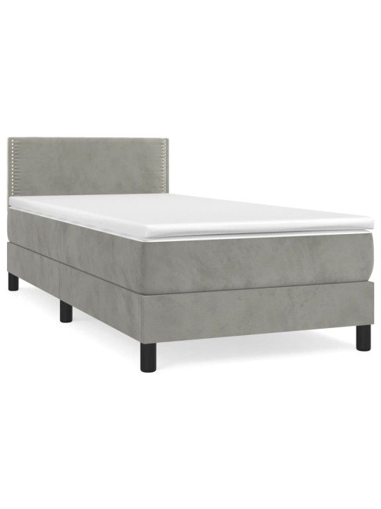 Box spring postel s matrací světle šedá 90x200 cm samet