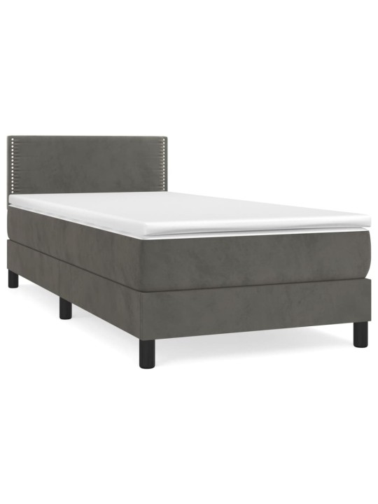 Box spring postel s matrací tmavě šedá 90x200 cm samet