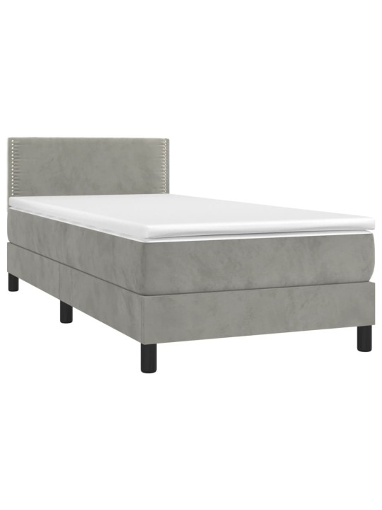 Box spring postel s matrací světle šedá 100x200 cm samet