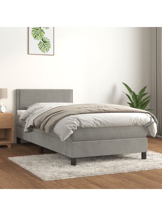 Box spring postel s matrací světle šedá 100x200 cm samet