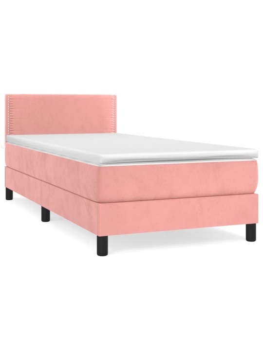 Box spring postel s matrací růžová 100x200 cm samet