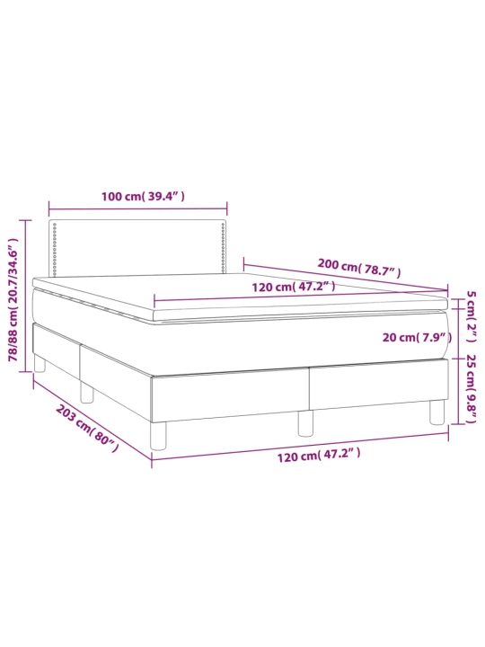 Box spring postel s matrací černá 120 x 200 cm samet