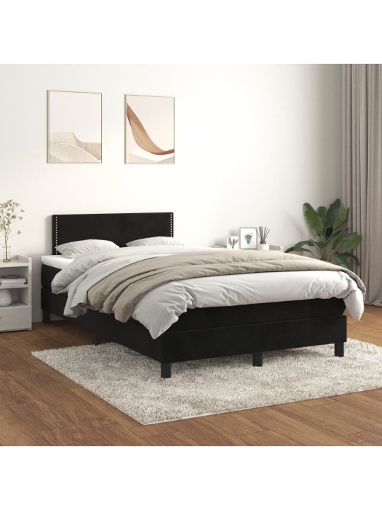 Box spring postel s matrací černá 120 x 200 cm samet
