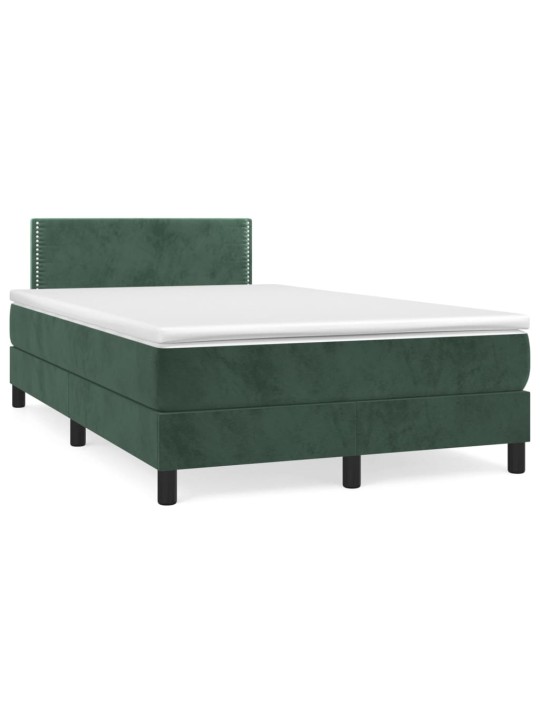 Box spring postel s matrací tmavě zelená 120 x 200 cm samet