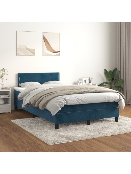 Box spring postel s matrací tmavě modrá 120 x 200 cm samet