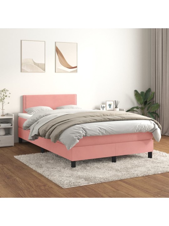 Box spring postel s matrací růžová 120 x 200 cm samet