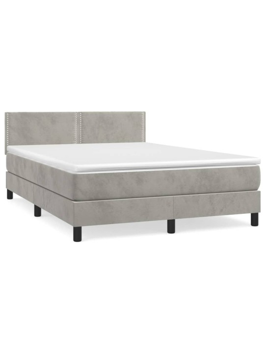 Box spring postel s matrací světle šedá 140x190 cm samet
