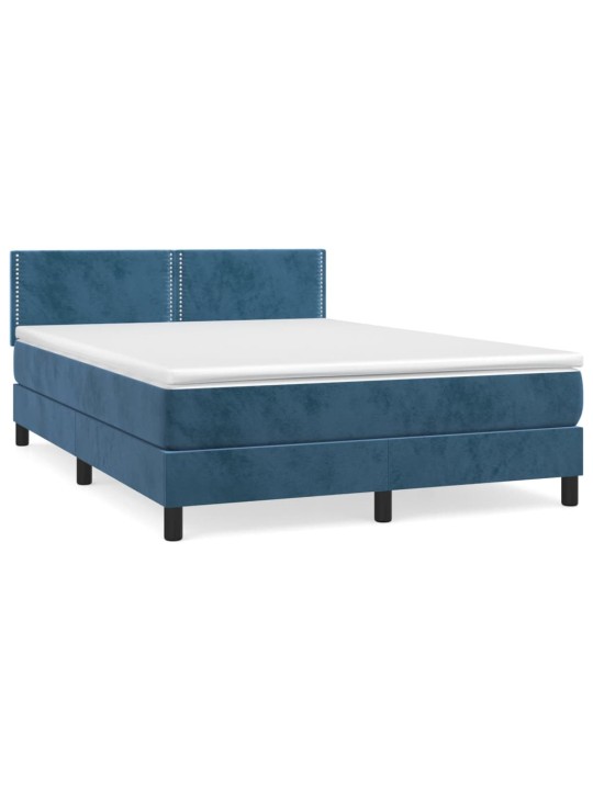 Box spring postel s matrací tmavě modrá 140x190 cm samet