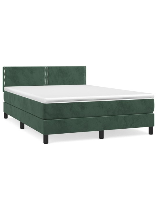 Box spring postel s matrací tmavě zelená 140x200 cm samet