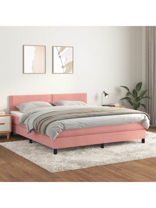Box spring postel s matrací růžová 160x200 cm samet