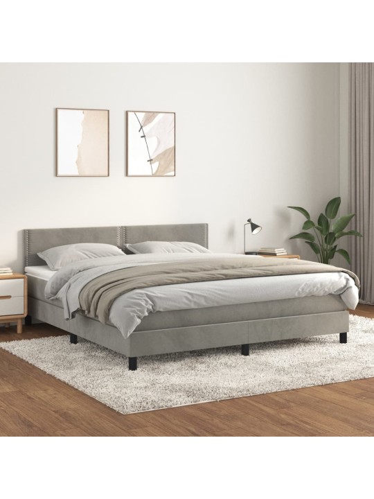 Box spring postel s matrací světle šedá 180x200 cm samet