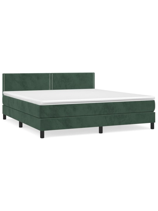 Box spring postel s matrací tmavě zelená 180x200 cm samet