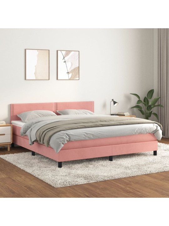 Box spring postel s matrací růžová 180x200 cm samet