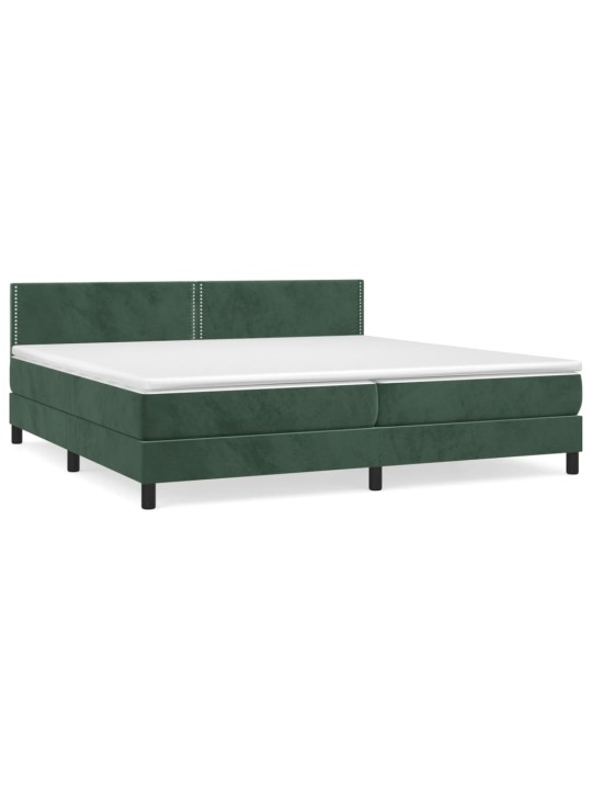 Box spring postel s matrací tmavě zelená 200x200 cm samet