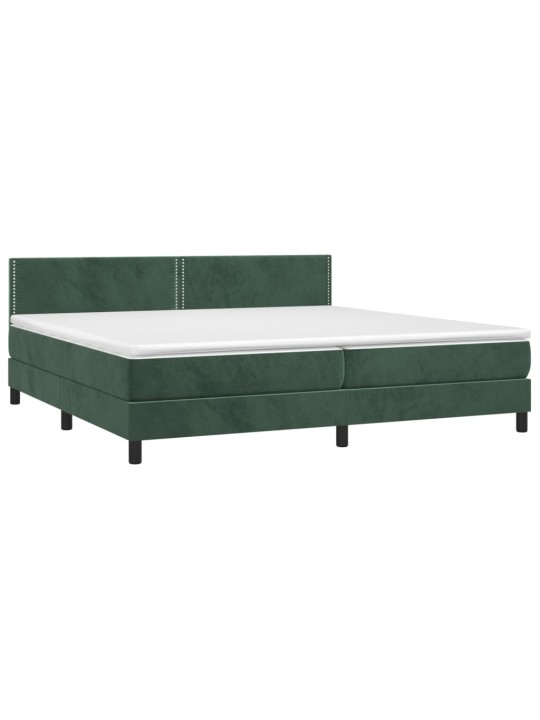 Box spring postel s matrací tmavě zelená 200x200 cm samet