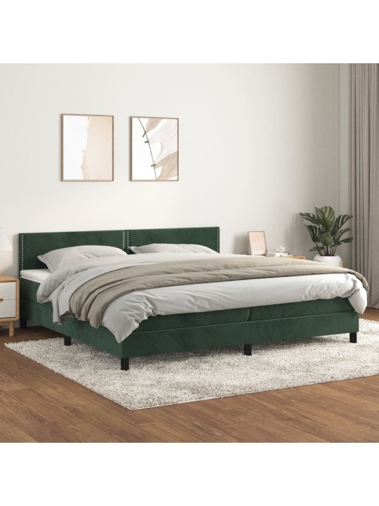 Box spring postel s matrací tmavě zelená 200x200 cm samet