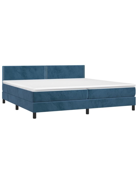 Box spring postel s matrací tmavě modrá 200x200 cm samet