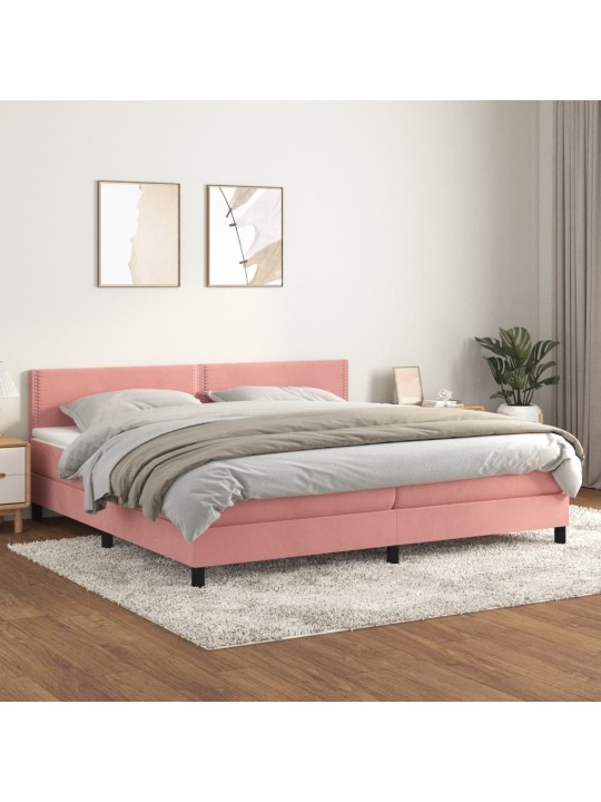 Box spring postel s matrací růžová 200x200 cm samet