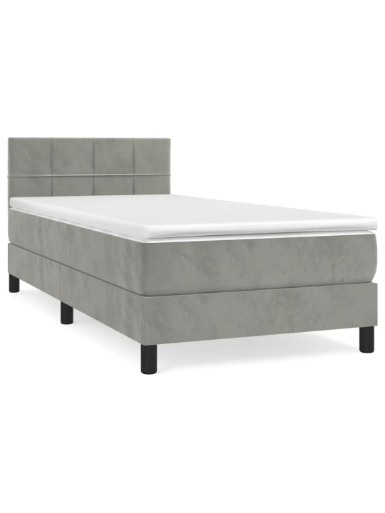 Box spring postel s matrací světle šedá 90x190 cm samet